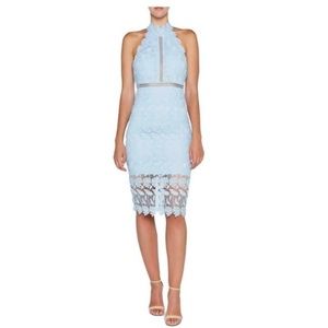 Bardot Light Blue Lace Evening Dress